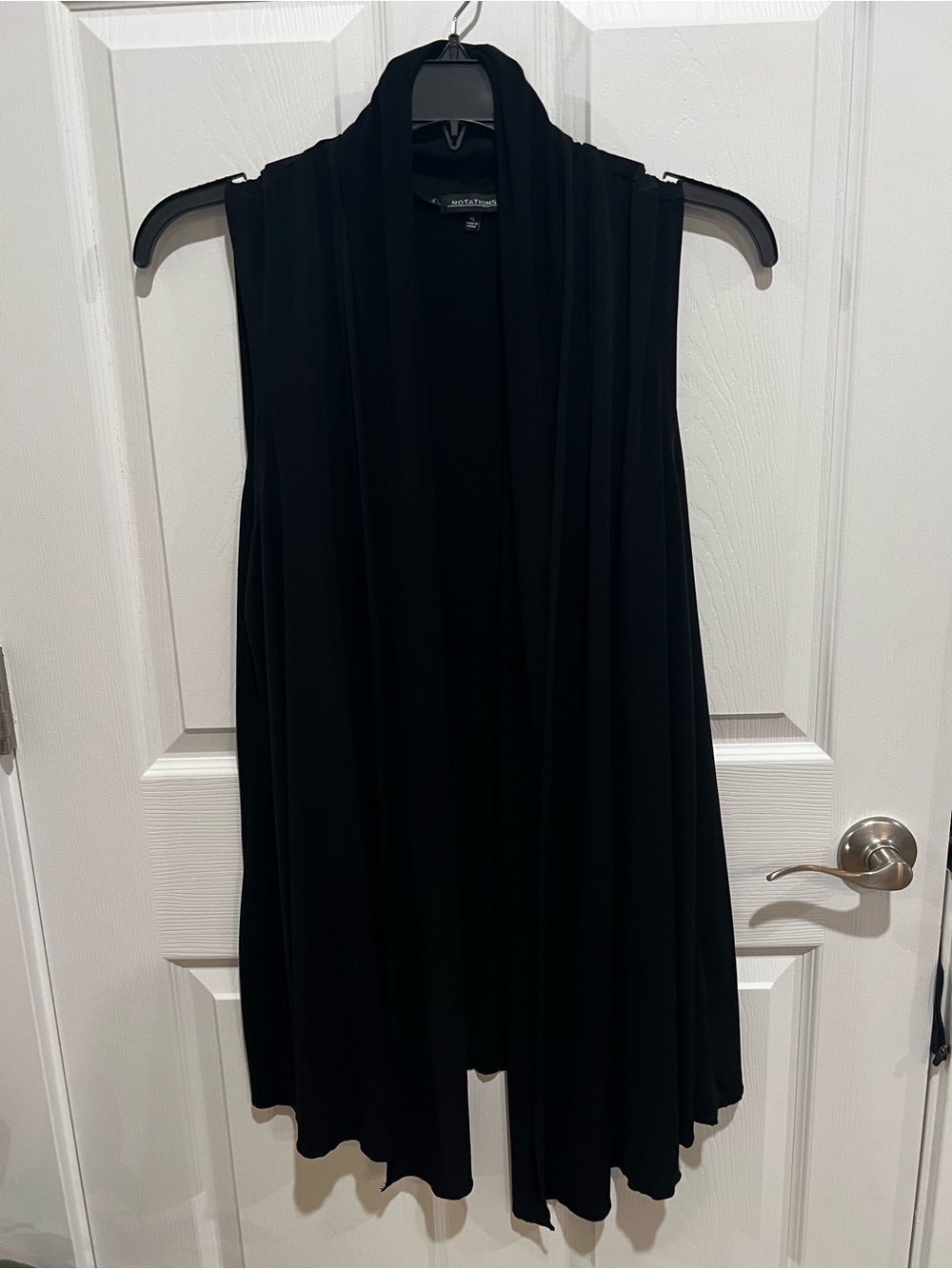 Notations Black Sleeveless Drape Tunic Vest